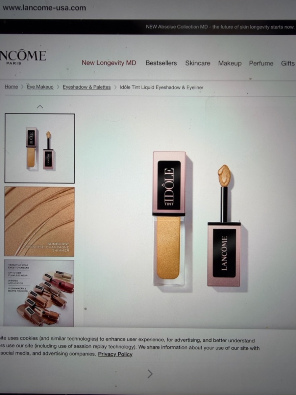 Lancome Idole Tint Liquid Eyeshadow & Eyeliner in Sunburst Gold
